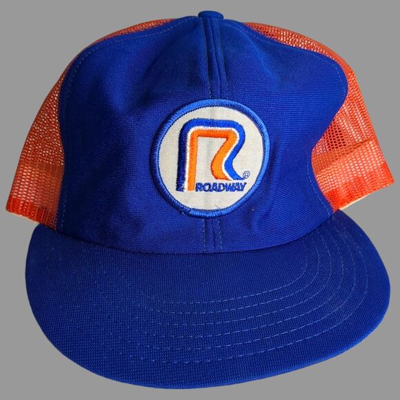 VTG Roadway Trucker Hat Cap Snapback Blue / Orange Transportation 1980s - Picture 6 of 10